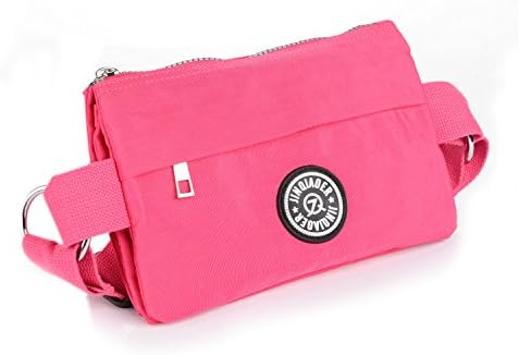 Womens Travel Waist Bag Fashion Fanny Pack For Ladies Water Resistant Nylon Crossbody Chest Pouch Sport Bumbag(Rose Red)
