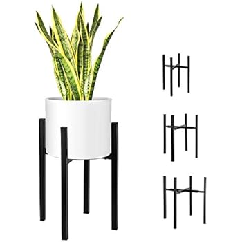 Magicfly Metal Plant Stand Expandable Width and Adjustable Height for 8-14 Inch Planter Pots, Mid-Century Plants & Flowers Holders for Potted Plant Indoor Outdoor, (Plant and Pot NOT Included), Black