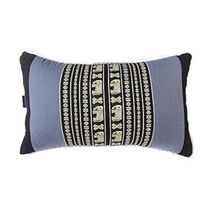Collumino Traditional Thai Kapok Yoga and Meditation Support Pillow Large Rectangle size 45 x 28cm (Light Blue, Navy)