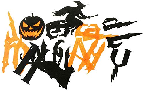 Charlemain Happy Halloween Banner zuammen mit Buchstaben, Fliegenden Hexe, gruseligen Fledermaus, Dekortations für Halloweenparty, Halloween Deko(3Meter)