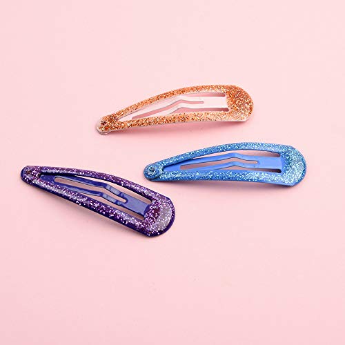 Girls Snap Hair Clips Non-Slip Metal Hair Barrettes Glitter Hair Pins Hair Accessories for Kids 30 Pcs