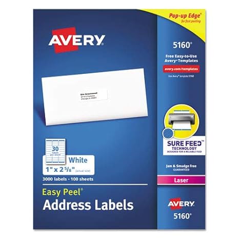 Easy Peel Mailing Address Labels Laser 1 X 2 5 8 White 3000 Box