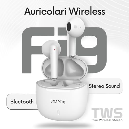 Auricolari Smartix Tws SM60-Fi9-B Bt V5.3 Custodia Con Funzione Di Ricarica Include Battery Bank Da 300ma Bianco