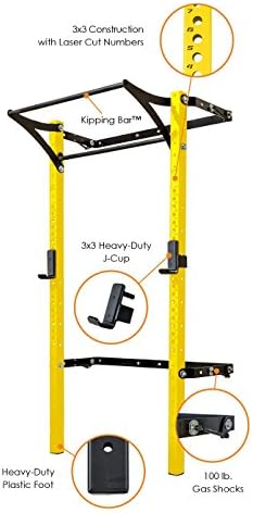 PRx Performance: Profile Rack PRO 8' Yellow with Kipping Bar. PRO version includes heavy duty J-Cups and laser cut numbers.