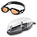 Aqua Sphere Kaiman Swim Goggles with Amber Lens (Black). UV Protection Anti-Fog Swimming Goggles for Adults