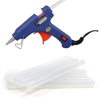 Wadro (SUPER/4K) 40W 40WATT Mini HOT MELT GLUE GUN (ON OFFSwitch & LED Indicator) With 5 Long Glue Sticks(7mm) (Blue)