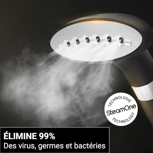 SteamOne Steamer Vertical Steamer Black 1800W - Tank 1.8L | Vertical Steamer, 1800W, Tank 1.8L, Triple Thermal Protection Hose, Continuous Soft Steam, 4 Wheel Drive, H18B