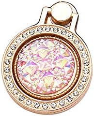 Universal Bling Gemstone Crystal Phone Ring Stand Holder 360 Degree Finger Ring Creols-0005 (Gold)