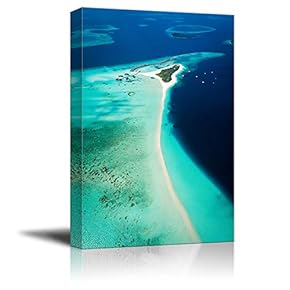 Canvas Wall Art - Clear Sea and Clean Beach Under Water - Giclee Print Gallery Wrap Modern Home Art Ready to Hang - 12x18 inches