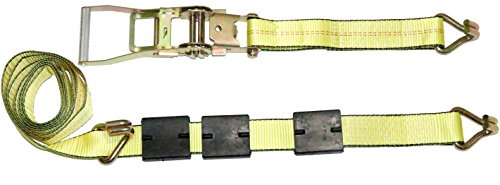 DKG-304 Yellow Heavy Duty Double J Hook Wheel Strap with Ratchet - Over Tire Wire Hook Car Hauler Tie Down - Auto Transporter Trailer Strap with Steel Ratchet - Working Load Limit of 3330 LB (2 Pack)