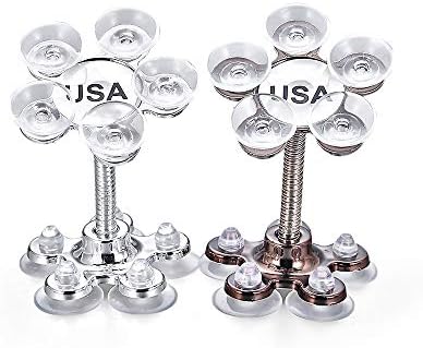 Magic Sucker Cell Phone Holder Universal Car Sucker Cellphone Holder,360 Degree Rotating Flower Shape Car Home Magic Suction GPS Phone Holder Stand Rose Home Use Sliver Black