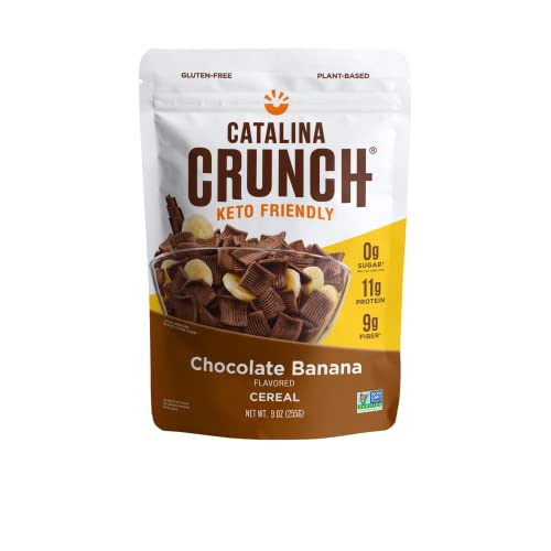 Catalina Crunch Chocolate Banana Keto Cereal (9Oz Bag) | Low Carb, Sugar Free, Gluten Free | Keto Snacks, Vegan, Plant Based Protein | Breakfast Cereal | Keto Friendly