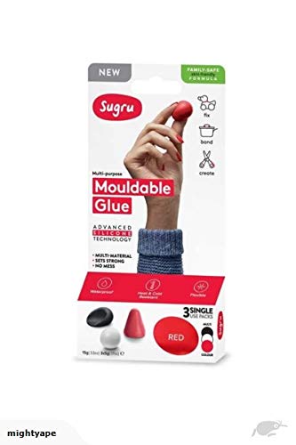 Sugru formbarer Kleber, familiensicher, hautfreundliche Formel, Schwarz, Weiß und Rot, 3 Stück