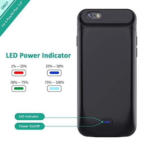 iPhone 6s Plus/6 Plus Battery Case, Stoon 7200mAh Portable Charger Case Rechargeable Extended Battery Pack Protective Backup Charging Case Cover for Apple iPhone 6s Plus/6 Plus (5.5 Inch) (Black) - Thumbnail 3