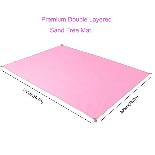 GEMGO Beach Mat Sand Free Blanket Sand Proof Magic Sandless Sand Dirt & Dust Disappear Fast Dry Easy to Clean Waterproof Rug Avoid Sand Dirt and Grass Keep Everything Clean for Beach(Pink-Big)