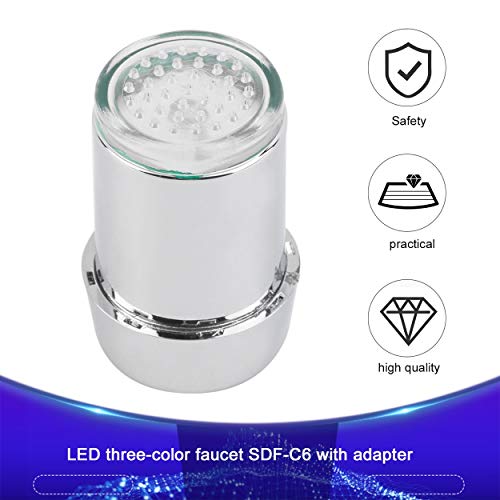 Plumbing facilities,Magic 3color RGB Glow LED Light Water Faucet Temperature Sensor Controlled Tap with Faucet Diverter Valve Adapter Color Changing