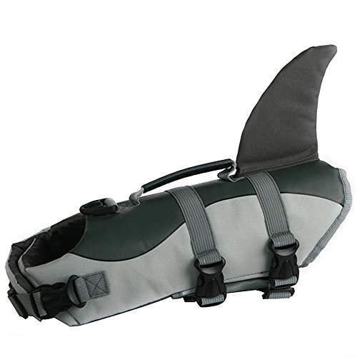 URIJK Dog Life Jacket Mermaid & Shark Style Floatation Vest Pet Adjustable Saver Safety Swimsuit Preserver for Small Medium Large Breeds Dogs - Thumbnail 6