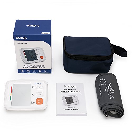Upper Arm Blood Pressure Monitor Cuff 8.7''-16.5'' by NURSAL,Digital Automatic High Blood Pressure Machine Kit with WHO Indicator,Portable Bag,2 Users 180 Reading Memories
