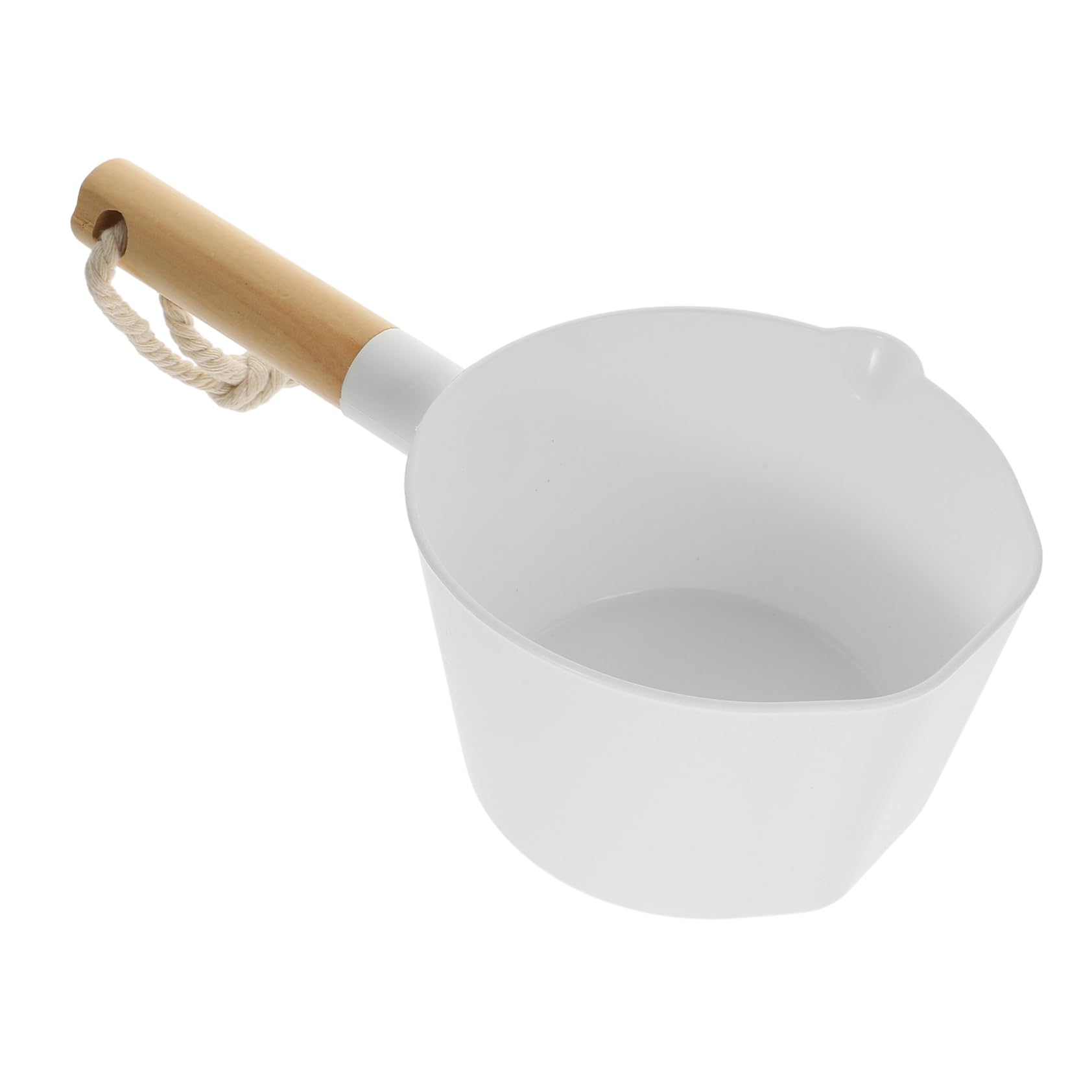 OKUMEYR Long Handle Wooden Water Ladle Scoop White Water Bailer for Kitchen and Bathroom Versatile Home Accessories for Bathing and Watering