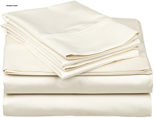 Sleepwell Bedding Luxury 300 Thread-Count 100% Egyptian Cotton (+11 Inch) Pocket Depth, 6pcs Short-Queen Sheet Set Ivory Solid