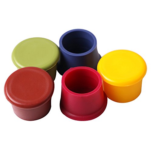 Cideros Set of 5 Reusable Wine Stoppers Silicone Bottle Caps / Beer Sealer Cover