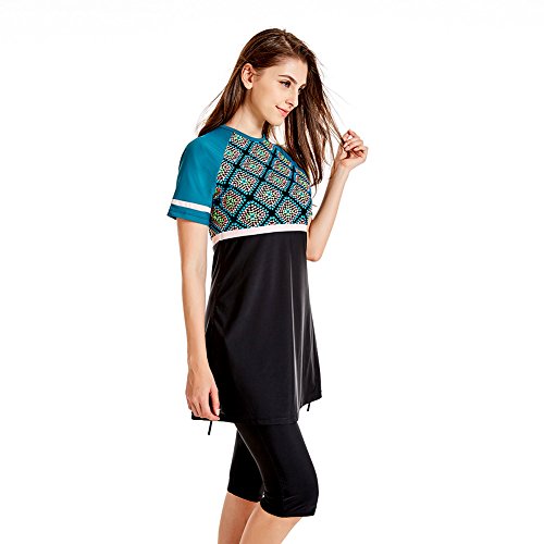 Mnyycxen Modest 2 Pieces Swimwear Women Semi Muslim Shorts Swimsuit Rash Guard Surfing Suit - Thumbnail 5