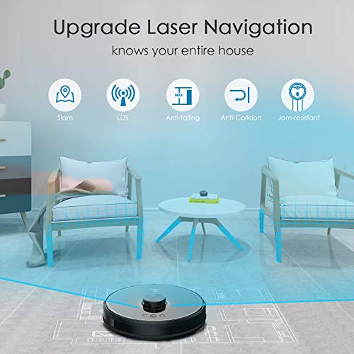 MOOSOO Robot Vacuum, Lidar Navigation SLAM Mapping, 2200Pa Suction, Wi