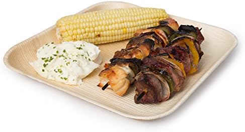 Top Disposable 10" Palm Leaf Plates Set by Party Leaf: Natural, Biodegradable, Ecofriendly Large Leaf Plates/ High-Capacity, Sturdy &amp; Stylish/ Best Wedding, Graduation, Birthday, Pool Party Tableware