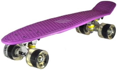 Ridge Skateboards Children Kids Big Brother Large Retro Cruiser-Purple/Clear Wheels, 27 Inch, Purple-Clear