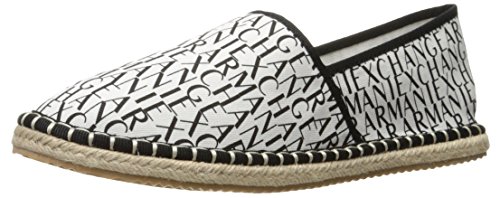 A|X Armani Exchange Men's Armani Exchange Logo Espadrille Boat Shoe, Bianco/Nero, 10 M US