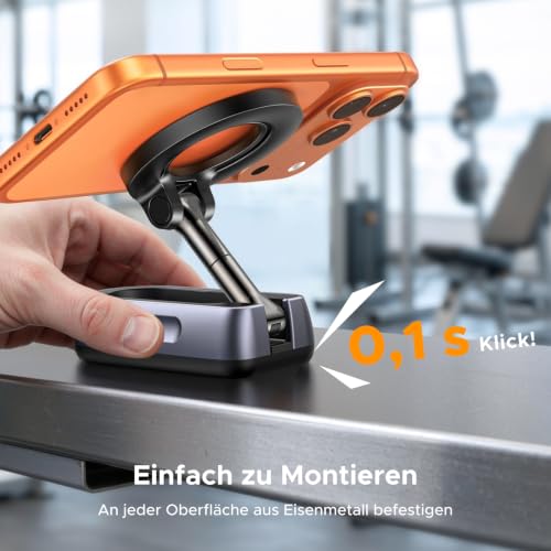 UGREEN Magnetic Mobile Phone Stand 360° Rotatable Portable for Gym | Double-sided strong magnetic, easy to install, foldable and portable, suitable for most mobile phones