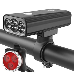 BIKIL Bike Lights Set Front and Back, USB C Rechargeable 6400 mAh Super Bright 2400 Lumen Bicycle light,Easy to Install…