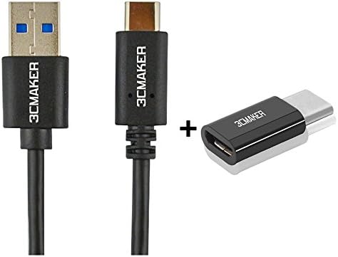 (3CMaker) 2IN1 Type-C to Micro USB Adapter and Type-C to Type A Male Data &amp; Charging Cable for Apple New MacBook, Chromebook Pixel, Nokia N1 and All Type-C Devices (Black)
