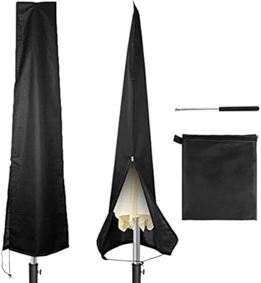 Amazon Com Owlike Umbrella Covers Waterproof Parasol Patio Umbrella Covers With Zipper And Telescopic Rod For 7ft To 11 Ft Outdoor Umbrellas Black 420d Oxford Fabric Furniture Decor