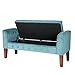 HomePop Velvet Tufted Storage Bench Settee with Hinged Lid, Teal
