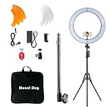 MOUNTDOG 18" Ring Light Kit 55W Bluetooth LED Ringlight Lighting with Tripod Stand Dimmable 3200K/5500K YouTube Circle Lighting Ringlights for Makeup Video Photography Blogging Portrait