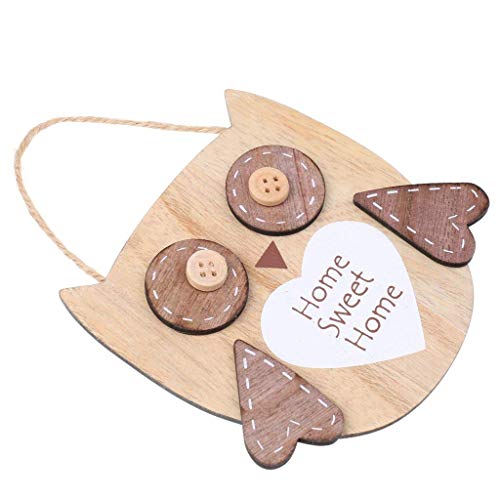 KODORIA Wood Hanging Plague Owl Shape Wall Sign Hanging Board Decorative Board Wall Plaque Home Decor Gift (Home Sweet Home)