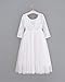 2Bunnies Girl Peony Lace Back A-Line Straight Tutu Tulle Party Flower Girl Dresses (White 3/4 Sleeve Maxi, 7/8)
