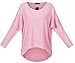 UGET Women's Oversized Baggy Tops Off Shoulder Loose Fitting Pullover Casual Blouse T-Shirt Sweater Long Batwing Sleeve Medium Pink