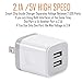 USB Charger, 2.1A/5V Dual 2-Port USB Plug Charger Wall Plug Power Adapter Fast Charging Cube Compatible with Apple iPhone, iPad, Samsung Galaxy, Note, HTC, LG & More (White) 3-Pack