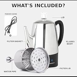 Mixpresso Electric Pot 10 Cup, Stainless Steel