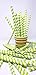 Nature's Curios 50-pack Biodegradable 0.5 inch (12mm) wide Paper Drinking Straws - Green Stripe - Bulk Jumbo Paper Straws for Juices, Shakes, Smoothies, Bubble Boba Tea, Party Supplies and Decorations