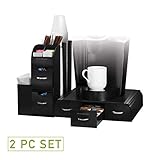 Mind Reader CMB02-BLK"Combine" Single Serve Coffee Pod Drawer and Condiment Organizer Station (2 Piece), Black
