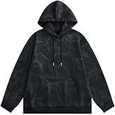 GURUNVANI Mens Tie Dye Hooded Sweatshirt Vintage Loose Hoodie Kangaroo Pocket Drawstring Gradient Pullover Top