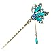 YOY Fashion Long Hair Decor Chinese Traditional Style Women Girls Hair Stick Hairpin Hair Making Accessory with Butterfly,Peacock Blue