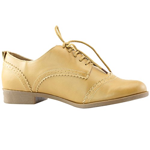 Women's Five-Eyelets Lace up Wing Tip Perforation Oxfords Fashion Dress Shoes TTPF15, 11 - Thumbnail 4