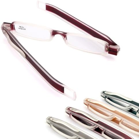 TOPSTARONLINE New Folding Slim Mini Reading Glasses 4 Colors Selection +1 +1.5 +2 +2.5 +3 +3.5 (+3.5, Red)