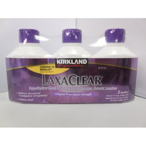 Kirkland LaxaClear, 90 Daily Doses, Polyethylene Glycol 3350 (3 Pack), Compare to Miralax Active Ingredient image