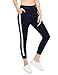 SweatyRocks Women's Drawstring Waist Striped Side Jogger Sweatpants with Pockets (Small, Navy#1)