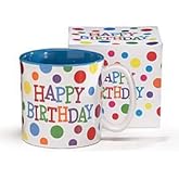 Happy Birthday Polka Dot Mug Ceramic Bright Colors